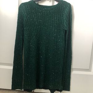 Apt.9 Dark Green Sequin Sweater XS NWT